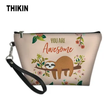 

THIKIN Cute Sloth Cosmetic Bags Travel Makeup Case Women Zipper Make Up Bath Organizer Storage Pouch Toiletry Wash Beaut Kit Bag