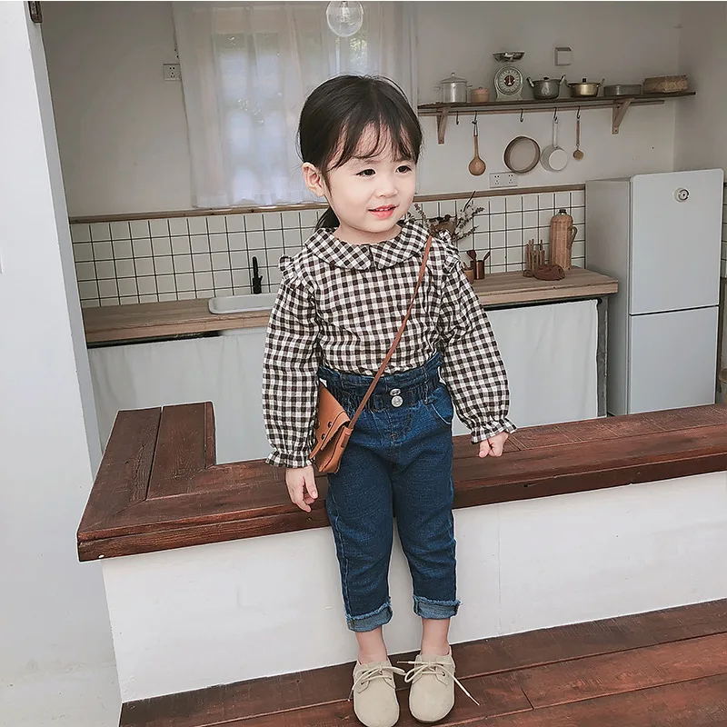 2020 New Girls High Waist Jeans Baby Solid Color Waist Jeans Jeans Girls Leggings Baby Girl Clothes Kids Leggings