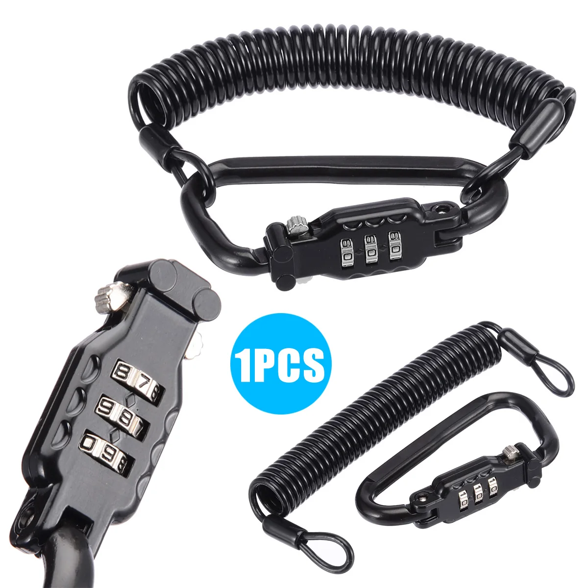 

Mayitr 1PC Universal T-Bar Motorcycle Helmet Lock Black PVC Plastic Anti-theft Helmet Combination code Lock