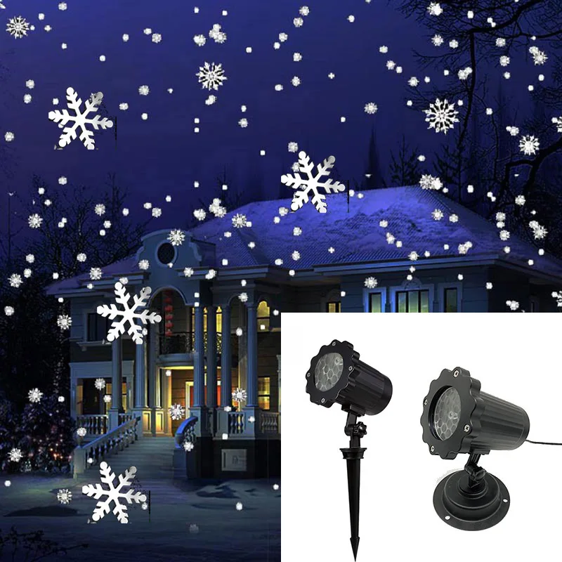 Рождественский снежинка лазерный светильник прожектор с эффектом снегопада IP65 движущийся Снег Открытый сад лазерный проектор лампа для новогодних вечерние Декор