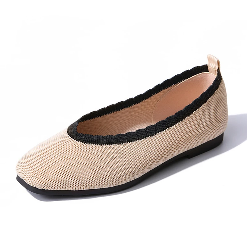 

2018 autumn new fashion simple color matching elastic cloth casual shoes women knitting soft and comfortable flat shoes.