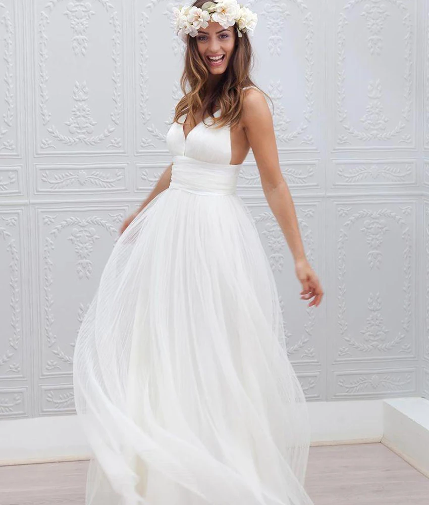 Wedding Fairy Wedding Dress aliexpress com buy customize plus size bohemian beach wedding dress spaghetti straps pure white ruched tulle 2015 dresses