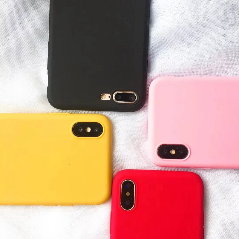 

Candy Color Phone Case for IPhone 6 6s Xs MAX 7 8 Plus Cover Protective Soft TPU For Iphone X Xr 5 5S SE Case Cover Coque Simple