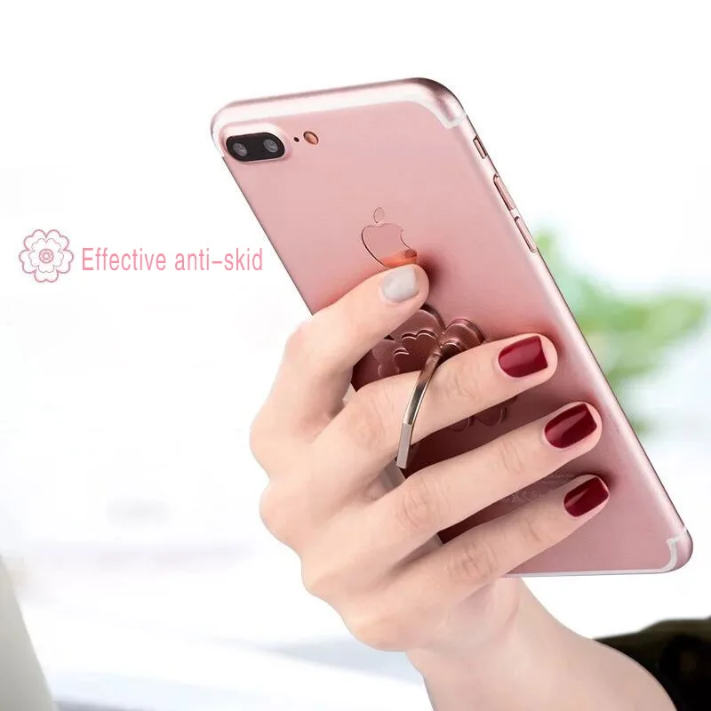 KONGREY 360 Degree Stand Luxury Lucky flower Finger Ring Mobile Phone Smartphone Stand Holder For iPhone Samsung Huawei Xiaomi