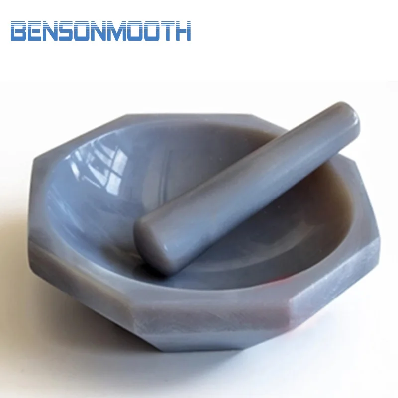 

Natural Agate Mortar and Pestle ID=120 mm 5.3" OD=135 mm Lab Grinding