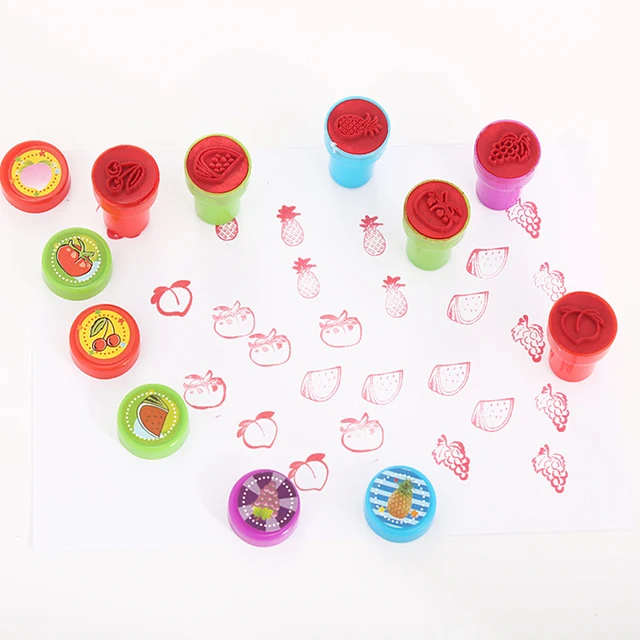 Children's Learning Toys Fruit Seal Creative Colorful DIY Toy Set Green Account Mini Stamp Boy Girl 3