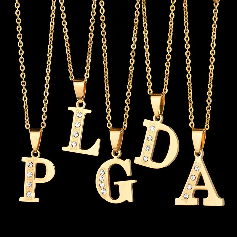 

Fashion G Initial Charms Necklace Stainless Steel Pendant Letters Personalized Cut Letters Single M Necklaces Gold Chain