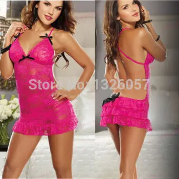 

Hot Women's Sexy Lingerie Lace Dress Underwear Rose Babydoll Sleepwear S-M