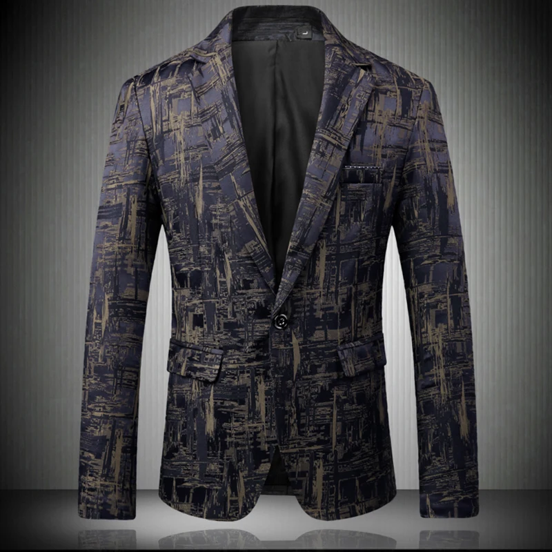 

2019 New Men's Fashion Boutique Printing Wedding Dress Suit Brand Men's High-end Brand Business Casual Suit Jacket Male Coats