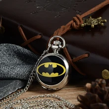 Relogio Retro Bronze Quartz Pocket Watch steampunk Clock Watches with Batman Black Necklace Pendant watches Mens Womens Gifts
