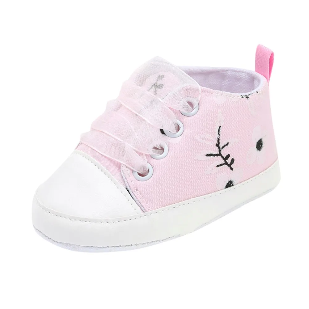 Baby Girl Embroidery Flower Toddler Soft First Walkers Kid Crib Shoes Sneakers