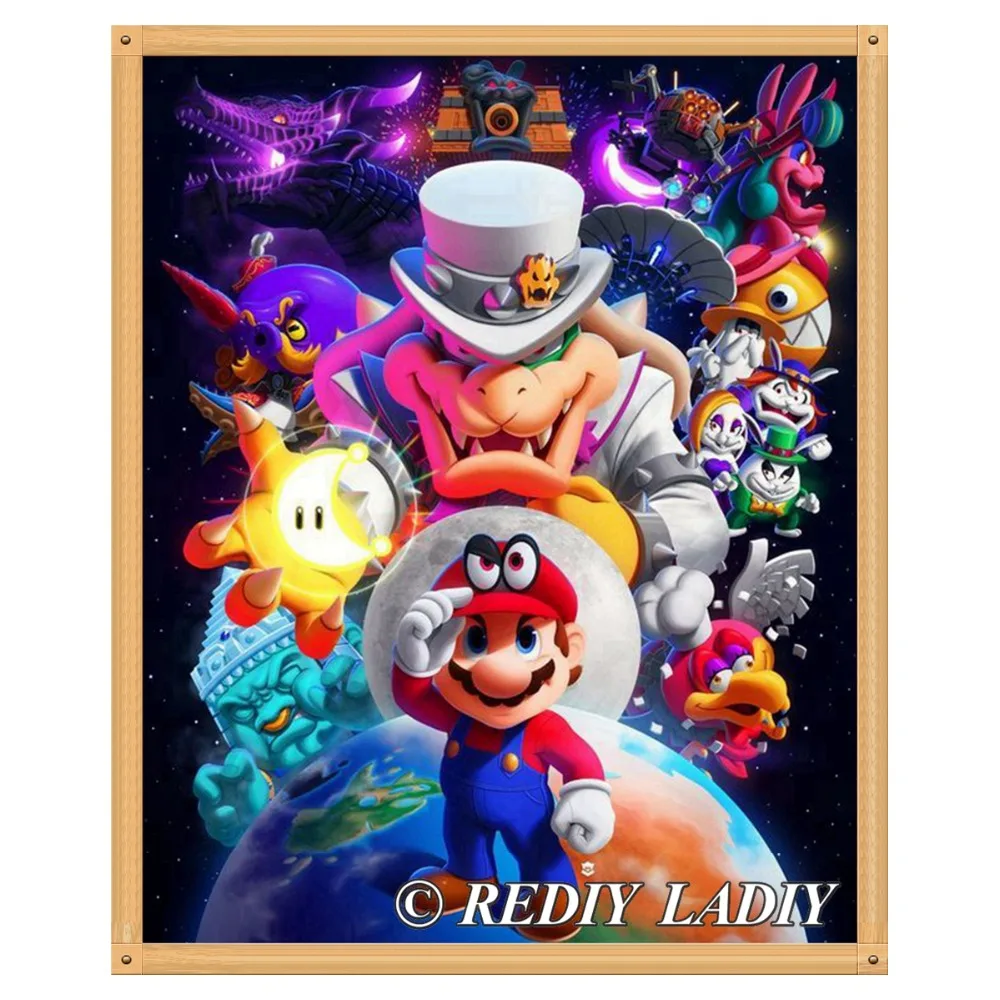 

Full Square Diamond Mosaic Cartoon Mario Crystal Diamond Painting Cross Stitch Kits DIY Diamond Embroidery Patterns Rhinestones