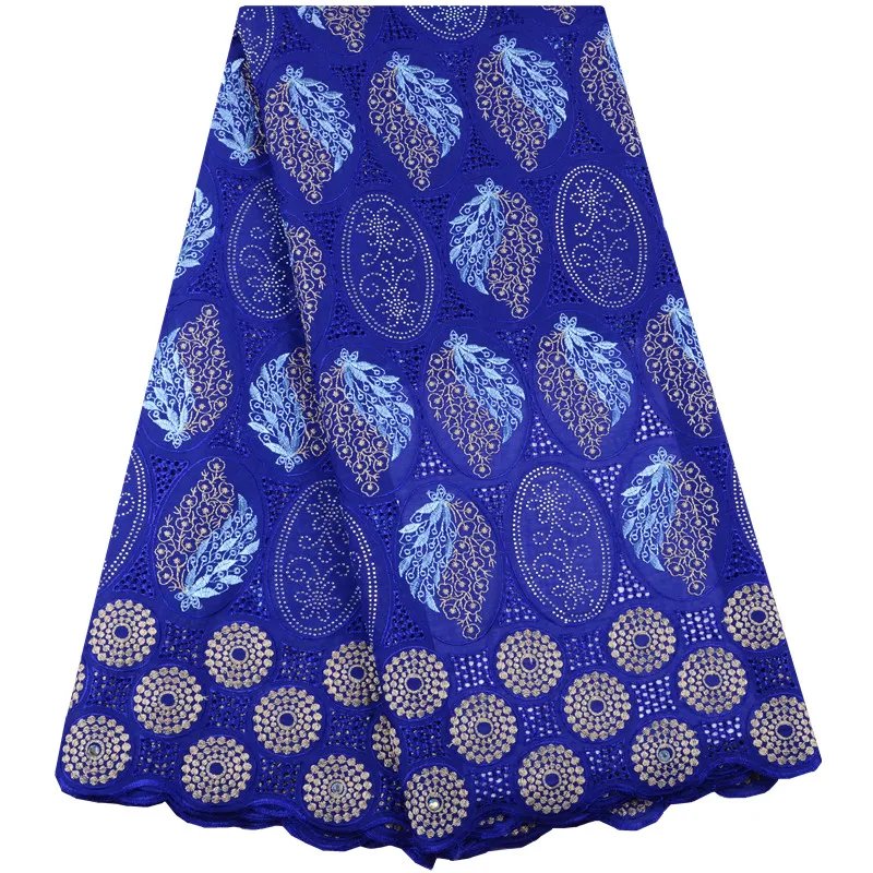 Latest Blue Voile Lace With Stones African Swiss Cotton High Quality In Switzerland For Wedding Dress 1486 | Дом и сад