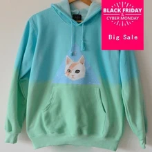 Harajuku галстук-окрашивание свитшот большого размера harajuku мультфильм животных печати женский костюм с капюшоном весна/осень OutsideAW430