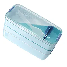 Freies Verschiffen 3 Fach Lebensmittelbehälter, mit Stapelbar, Bento Box Container Ist Mikrowelle, Mittagessen Tablett mit deckel (00275)