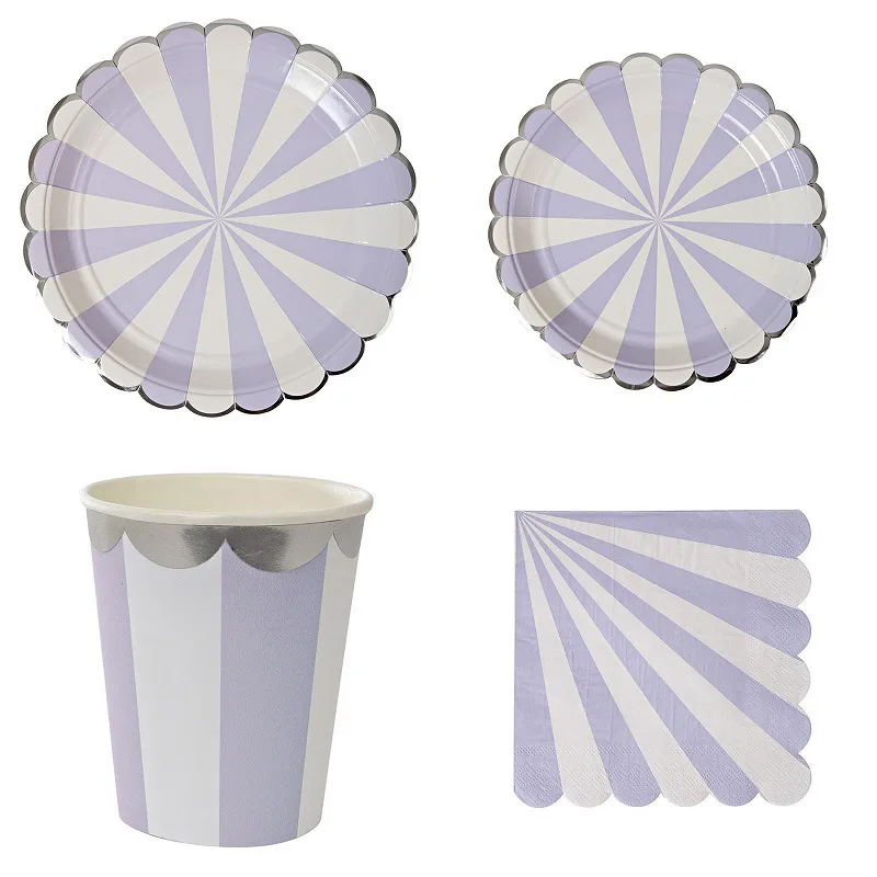 FANLUS Party Disposable Set 16 Dinner Plates and 8 Paper cups Napkins 20 Count Heavyweight Paper Plates for Upscale Wedding  (8)