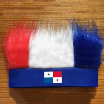 

KTLPARYT 10pcs/lot 2018 football game fan wig panama flag football fun Cheerleading wig football match party cosplay wig