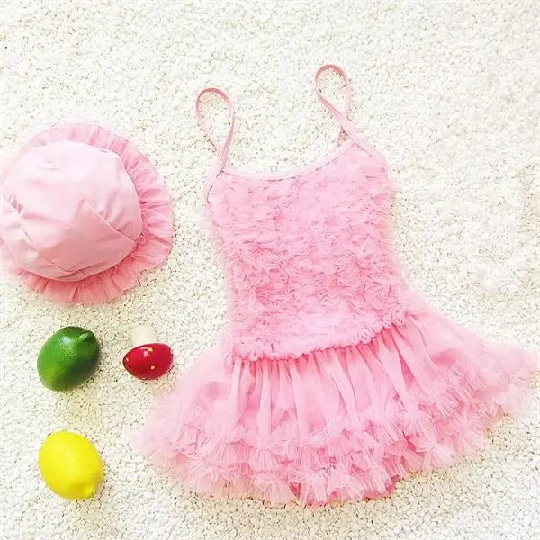 Летний Детский бикини для девочек, милый купальник для малыша с рюшами и бантом, купальный костюм принцессы, От 1 до 9 лет - Цвет: pink