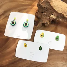 Корейские серьги авокадо, серьги с фруктами, модные женские серьги, 925 пробы, серебряные серьги, Висячие глазури, металлические богемные ювелирные изделия
