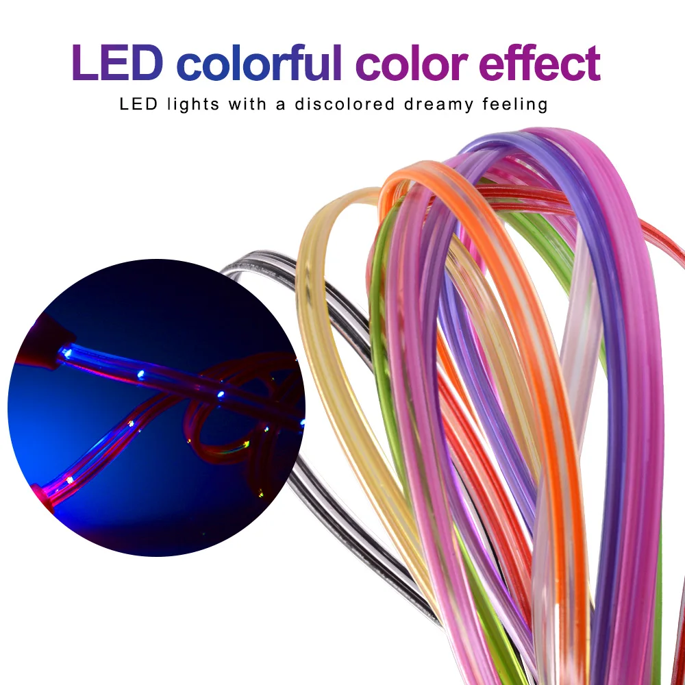 أولاف LED الملونة كابل يو اس بي ل xiaomi redmi note 5 6 شحن كابل بيانات لسامسونج هواوي HTC الهاتف المحمول شاحن