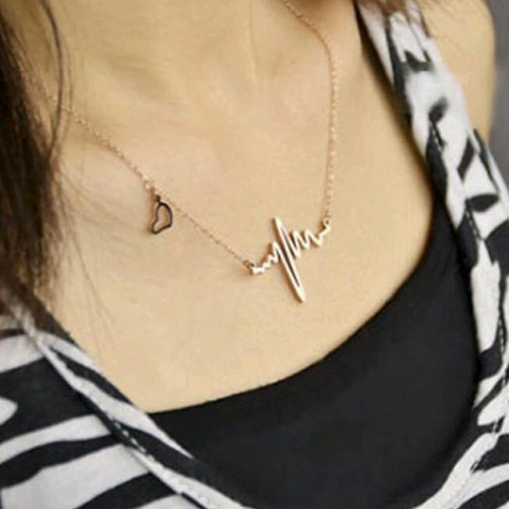 FAMSHIN-2016-Hot-Simple-Wave-Heart-Necklace-Chic-ECG-Heartbeat-Gold-Pendant-Charm-Lightning-Necklace-for (5)