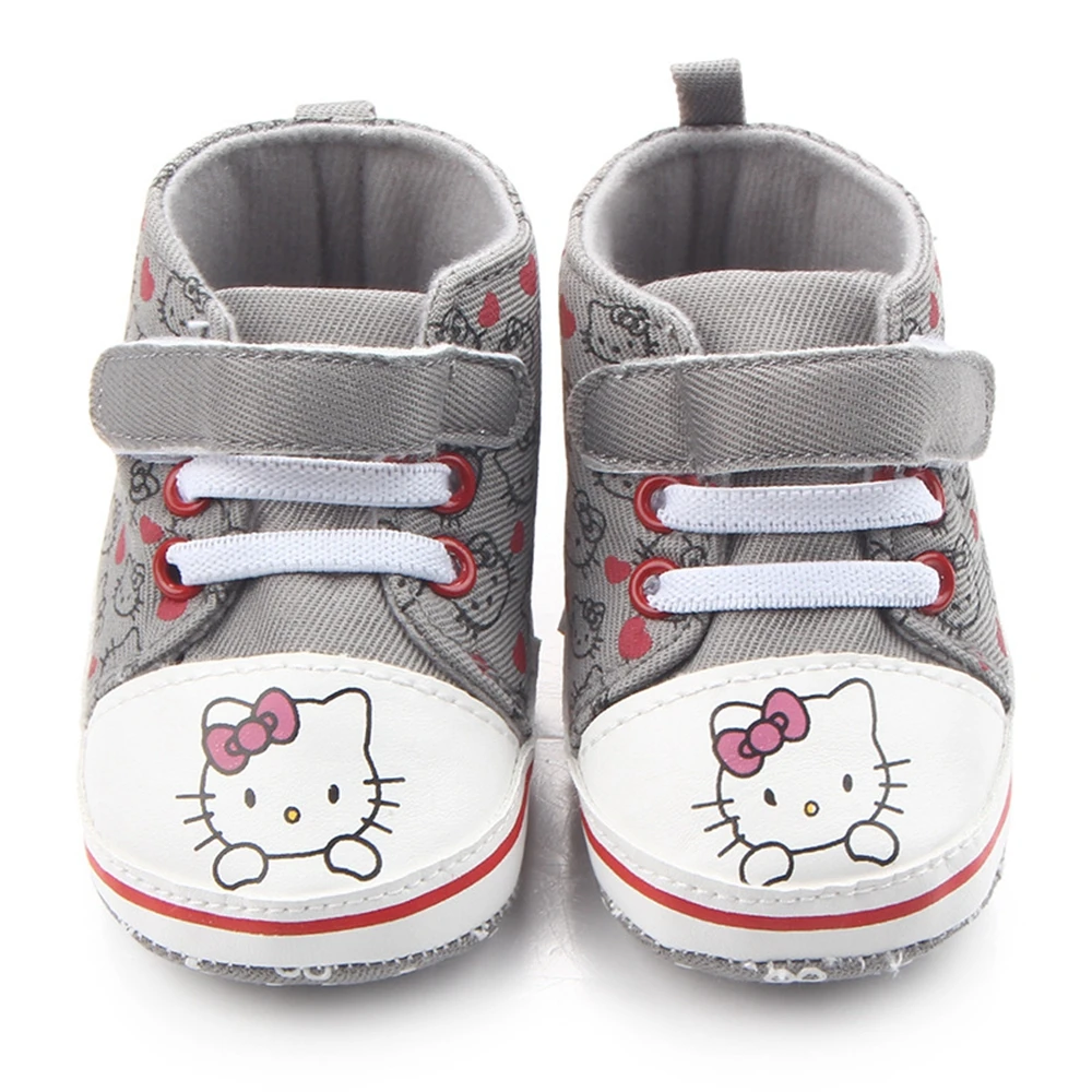 Baby Princess Pink Shoes for Girls Cartoon Hello Kitty Canvas Sneaker First Walker Newborn Boots for Kid Infant Toddler Slippers