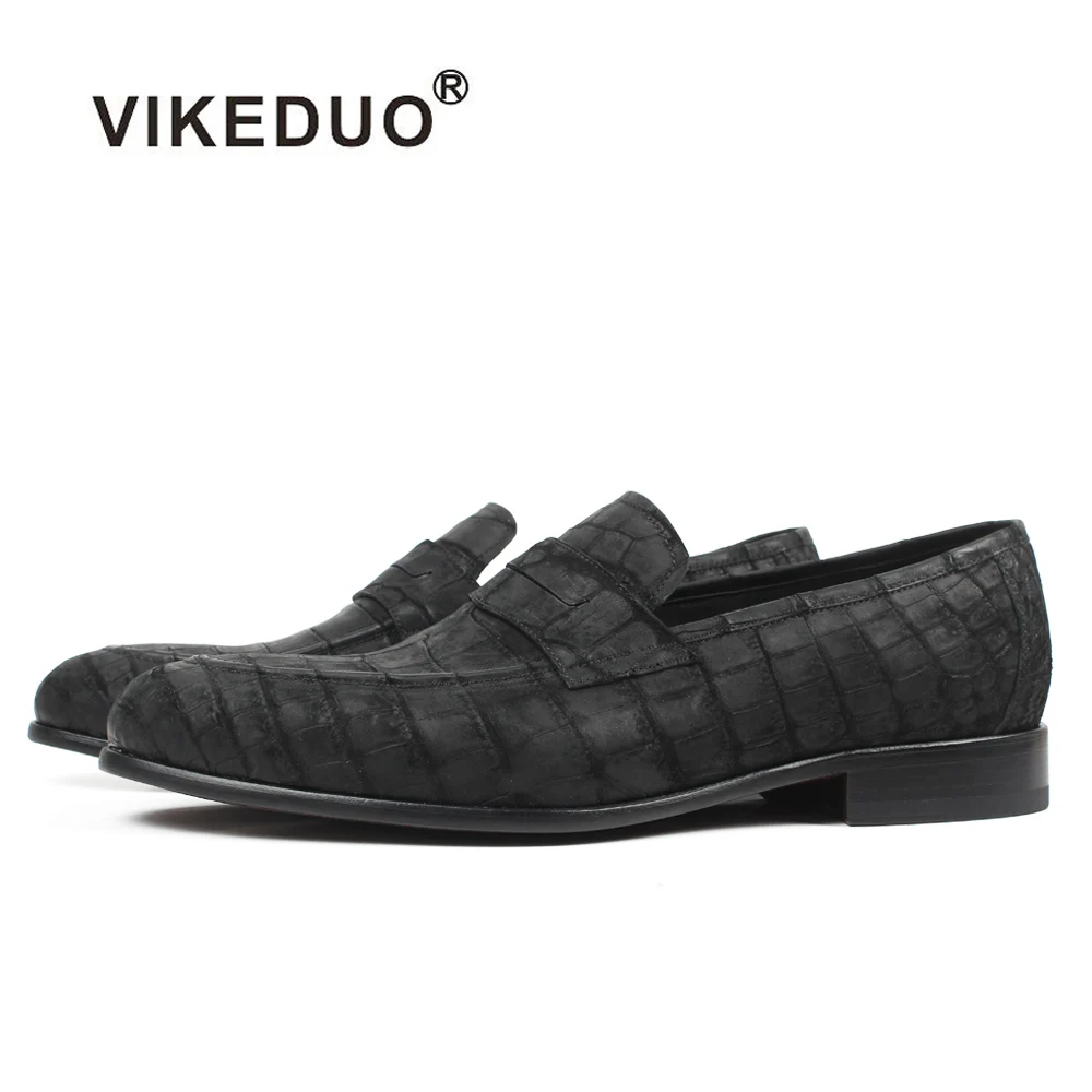 Vikeduo/; обувь из натуральной кожи на заказ; модные вечерние свадебные модельные туфли; оригинальные дизайнерские мужские лоферы из крокодиловой кожи