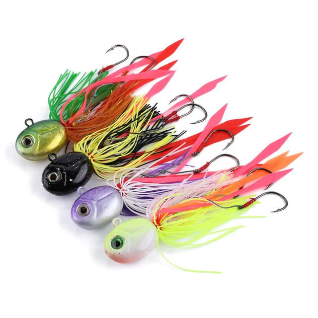 Eyes Luring Spinner Bait Squid Lead Head Fishing Lures Bait With