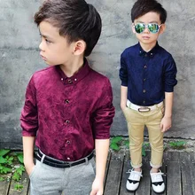 Детская рубашка; сезон весна-осень; одежда с длинными рукавами и цветочным принтом; модные однотонные вечерние рубашки для маленьких джентльменов; красивая одежда для мальчиков
