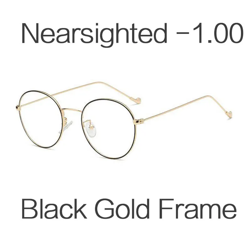 Черный HUHAITANG Round Nearsight Glasses Women Luxury Brand Anti Blue Light Computer Eye Glasses Frames For Men Clear Myopia Eyeglasses - Цвет оправы: Черный