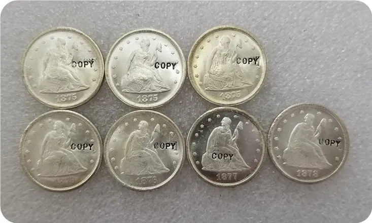 1875,1875 S, 1875CC, 1876, 1876CC, 1877,1878Liberty seat Twice имитация монеты