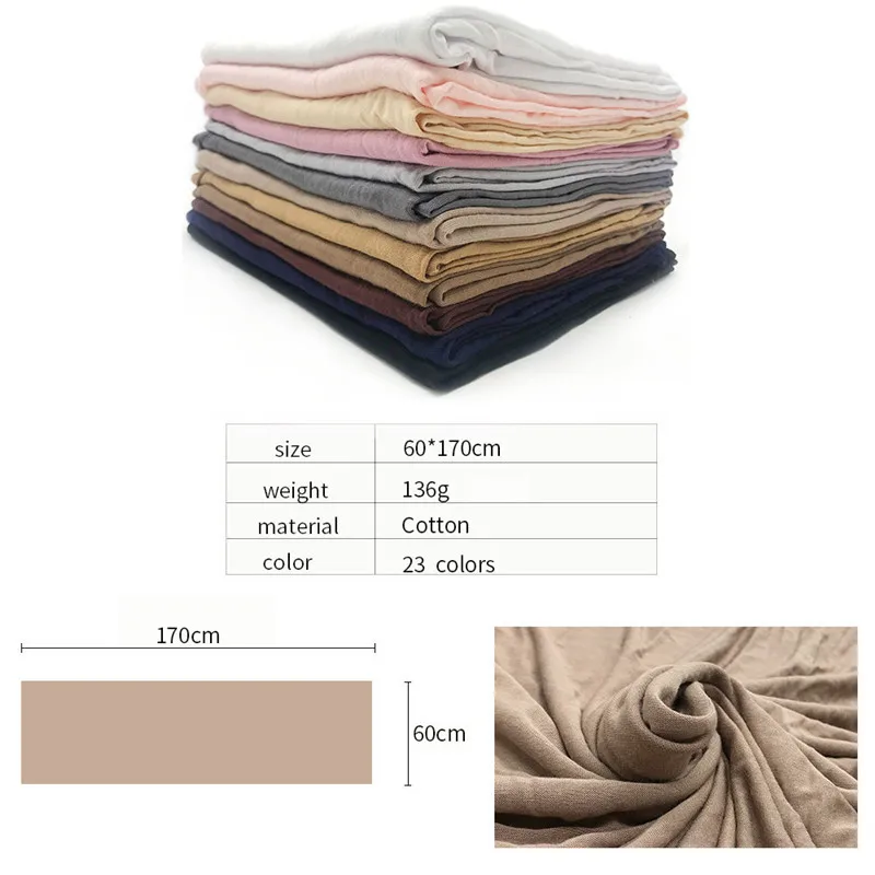 60*170cm Muslim women Soft Cotton modal hijab scarf islamic jersey headscarf hijab femme musulman Arab headwrap turban clothing