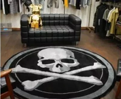 Скелет круглый ковер тренд личности черно-белая гостиная диван кровать спальня модные пользовательские аксессуары с покрытием коврик для комнаты