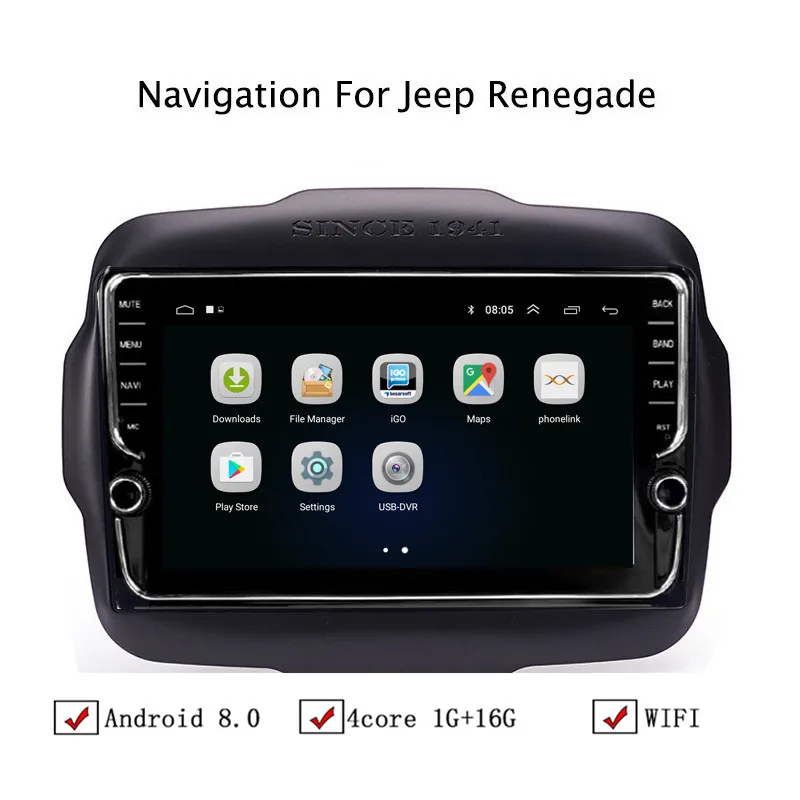 NAVITOPIA 9 дюймов автомобильный мультимедийный плеер Andriod 8 1 gps навигация для Jeep Renegade