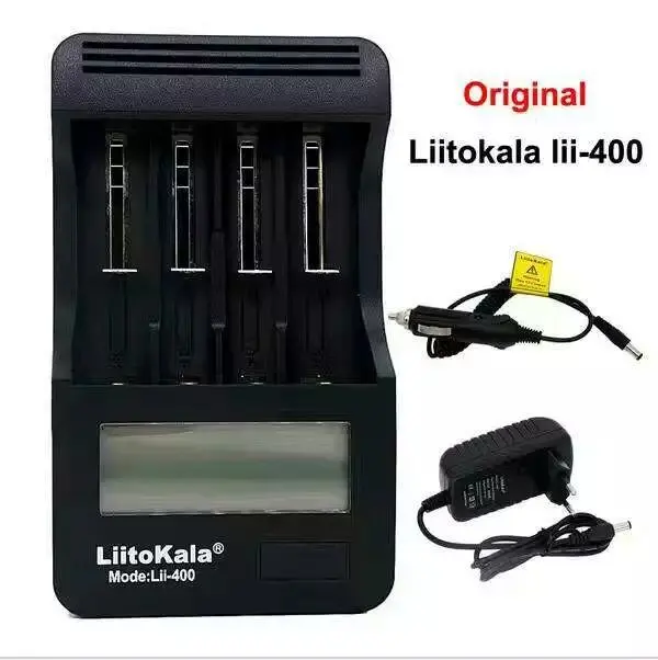 LiitoKala lii-400 lcd 3,7 V/1,2 V AA/AAA 18650/26650/16340/14500/18500 зарядное устройство с экраном(lii400+ 12V2A адаптер+ автомобиль
