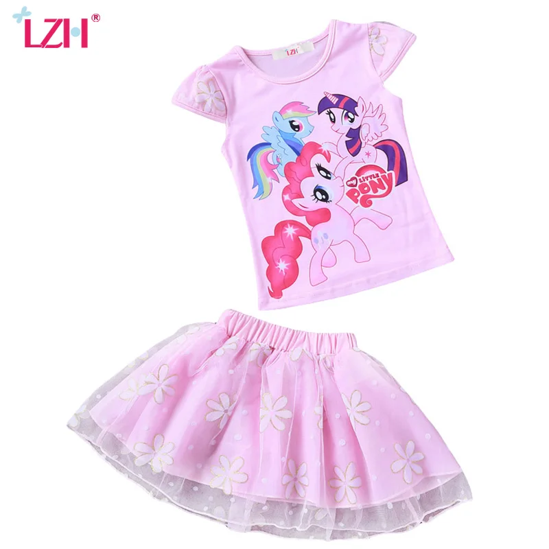 LZH Toddler Girls Clothing Sets 2017 Summer Girls Clothes T-Shirt+Skirt Christmas Outfits Kids Girls Sport Suit Children Clothes