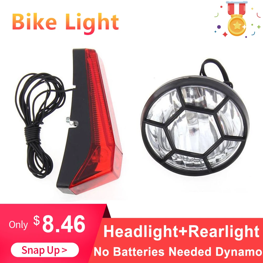 Cheap Bicycle Dynamo Lights Set Safety Cycling No Batteries Needed Headlight Bike Rear Light Lamp Bicycle Light Bicicleta Accessories 0