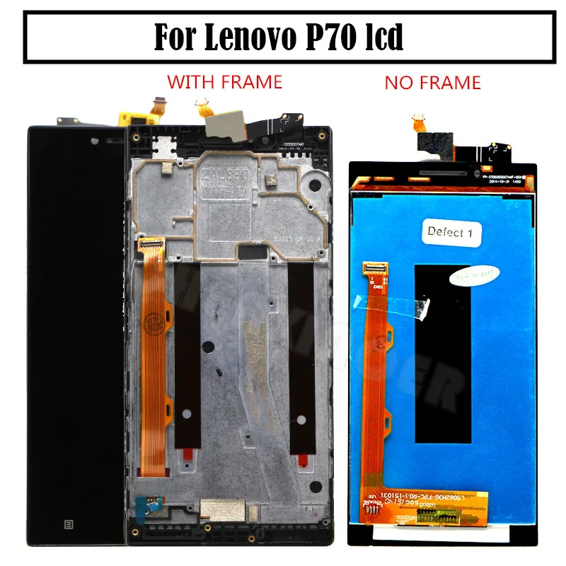 

100% Tested For 5.0" LENOVO P70 LCD Display Touch Screen with Frame for LENOVO P70 Display Screen Assembly P70-A LCD P70t P70a