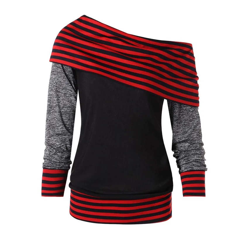 Running T-Shirts Women Blouse Striped sweater stitching scarf collar button top women's sweater Fitness long sleeve sportswear (2)