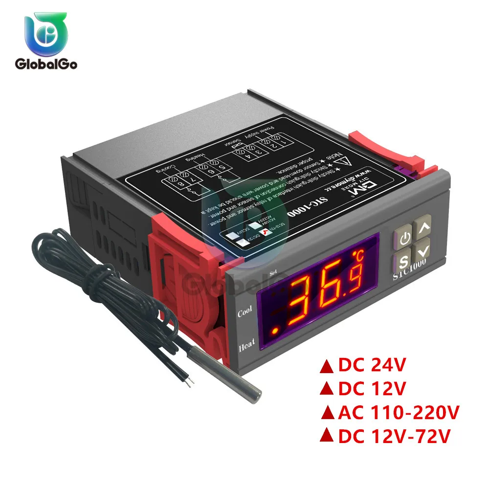 

STC-1000 LCD Digital Thermostat Temperature Controller AC110V220V DC12V DC24V DC12V-72V Outdoor Thermoregulator Heating Cooling