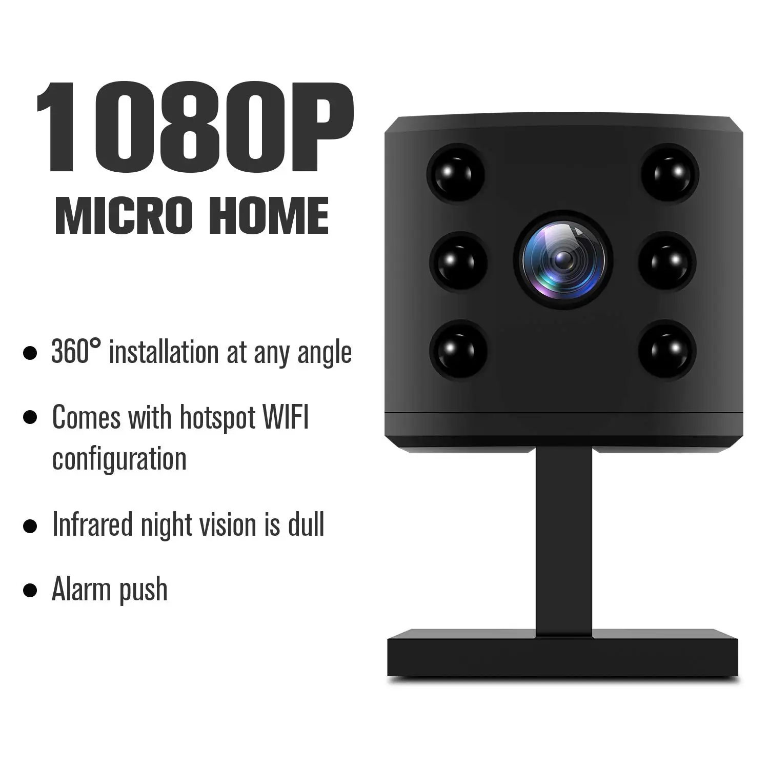 

Wifi Mini Camera Home Office Nanny Pet Cam with Night Vision Motion Detection SD Recording Magetic Camera App for IOS Android PC