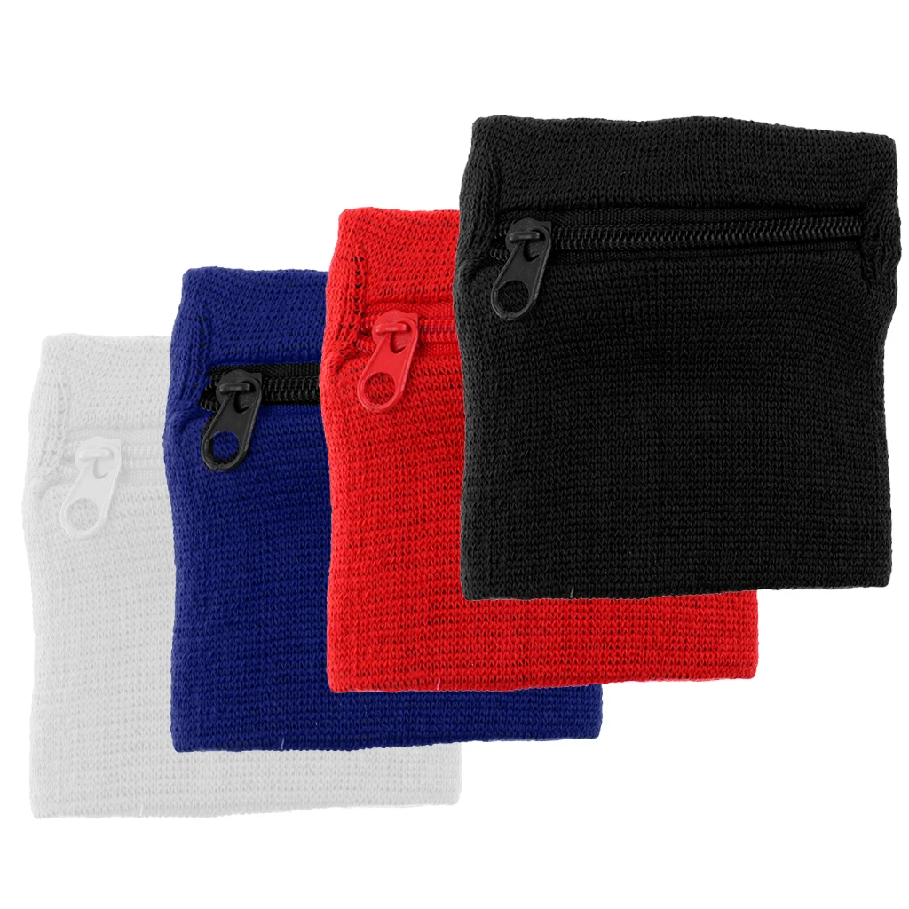 4 Pieces Multifunctional Sport Cycling Wristband Zipper Wallet Sweatband Pocket
