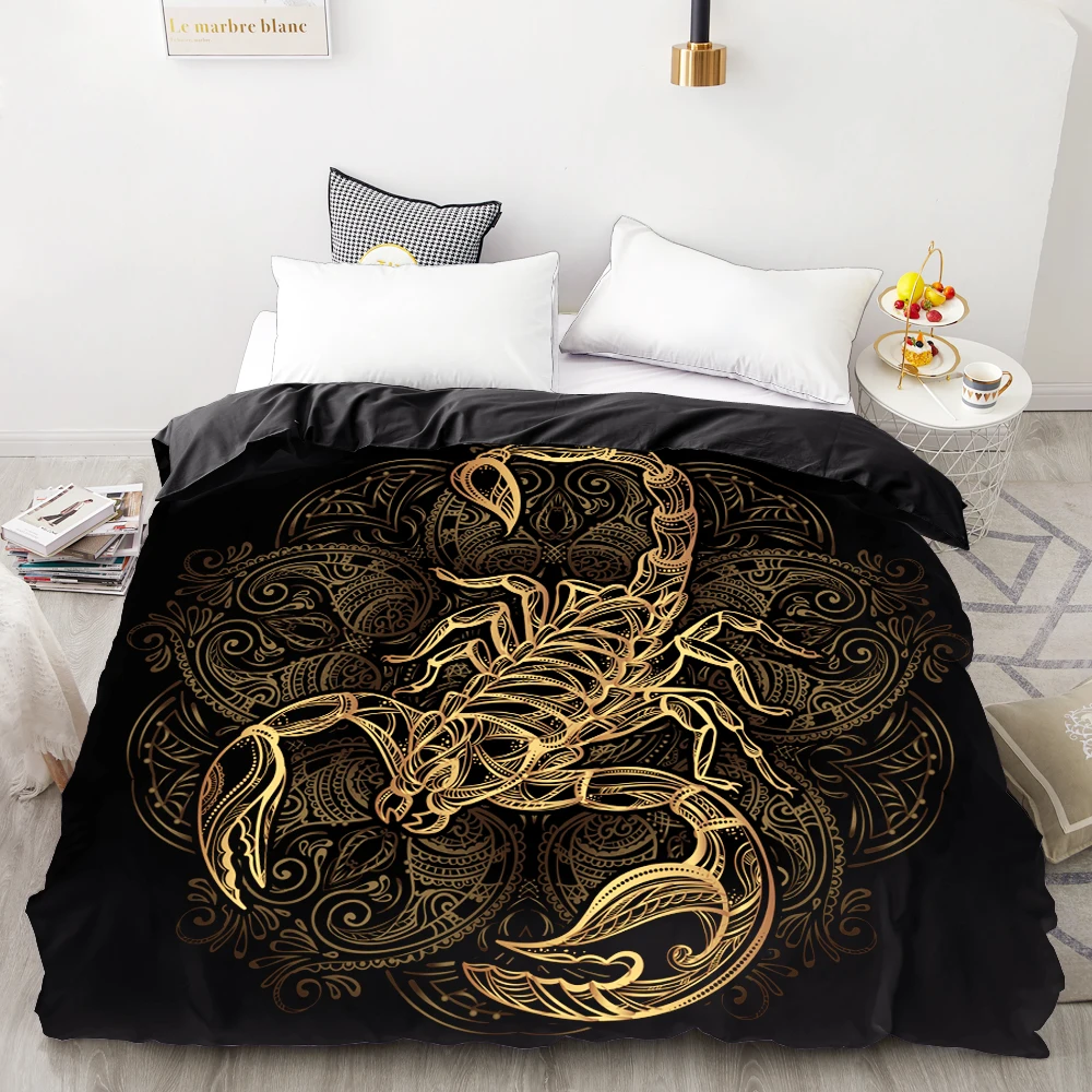 

3D HD Digital Printing Custom Duvet Cover,Comforter/Quilt/Blanket case Queen King Bedding 220x240,Bedclothes Golden Scorpion