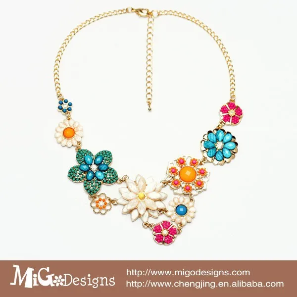 Fashion Necklace gold plated crystal spring flowers red acrylic statement necklace choker collar &amp pendant for women | Украшения и