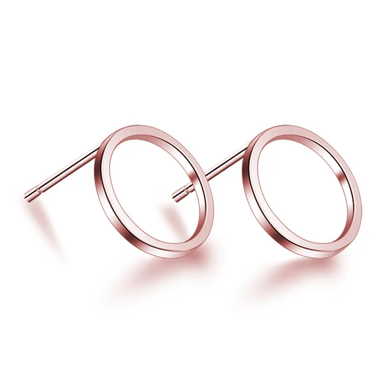 Лидер продаж Для женщин моды простой Rosegold 4 цвета серебристый черные серьги-гвоздики панк рок ретро круглые серьги пирсинг E55