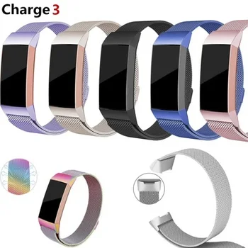 

Metal Stainless Strap For Fitbit Charge 3 Band Milanese Loop Magnetic Fitbit charge3 Strap Smart bracelet For Women Men