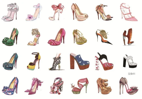 2 Sheet New A5 Beauty Cosmetics Bag Shoes Decorative Sticker Set Diary Album Sticker Label DIY