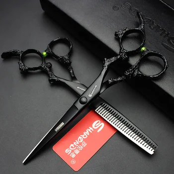 

6.0-inch professional salon scissors white / black hair stylist hit thin cut Japanese 440c steel hairdressing scissors