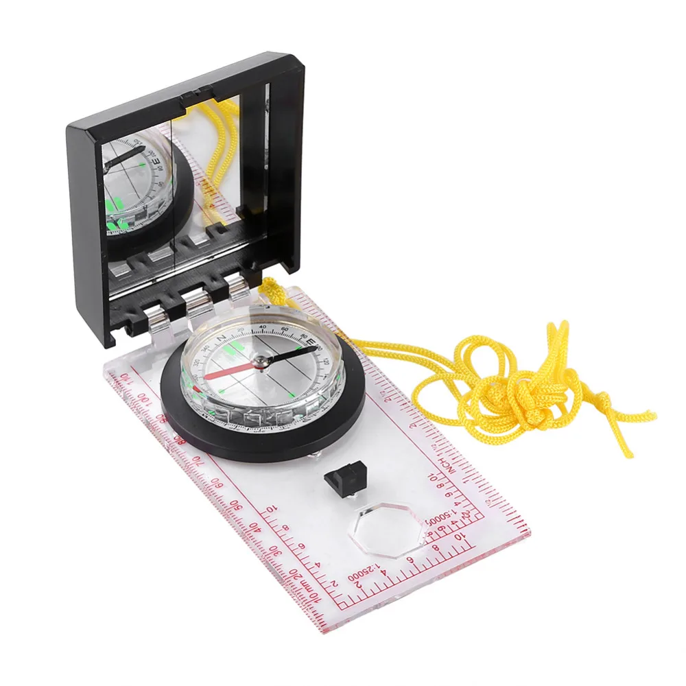 

1pcs Multi functional Compass Watch Race Hiking Special Compass Baseplate With Map Scale Mapping Ruler Mirror Emergency Kit