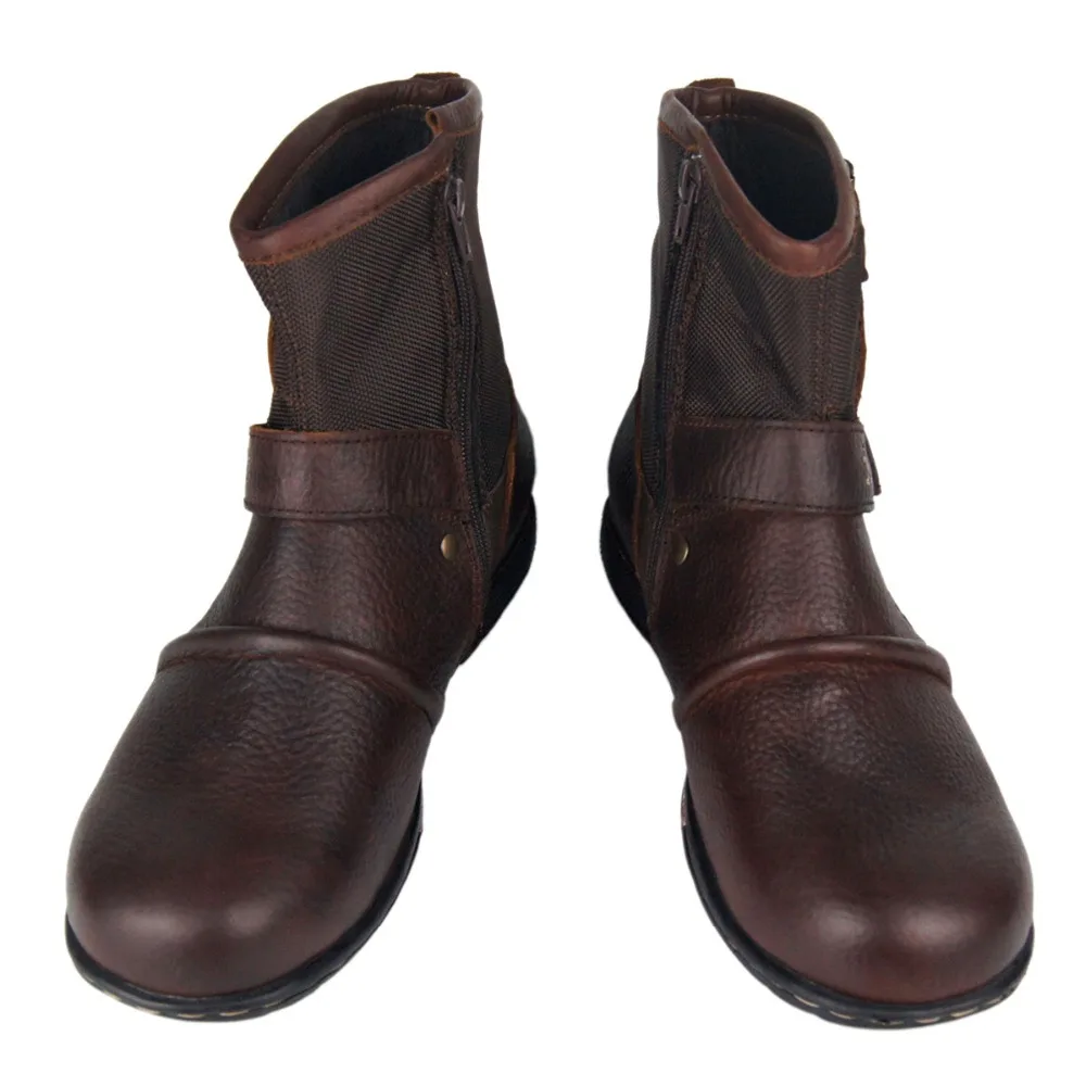 OTTO ZONE New Punk Genuine Leather Men Ankle Boots Lace Up Mens